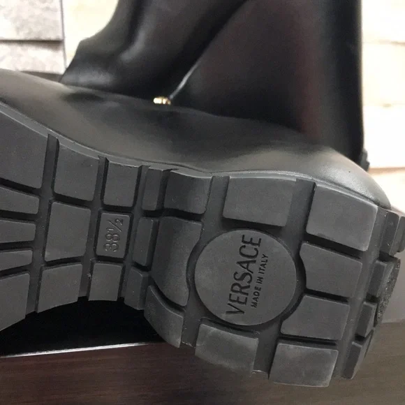 Authentic Versace Leather Platform Wedge Mules - Picture 13 of 17